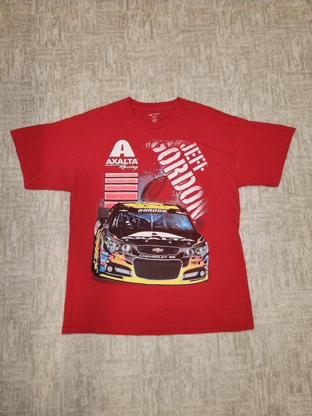 Vintage Y2K Jeff Gordon Nascar Red & Yellow Graphic T-shirt Men's Size Large New